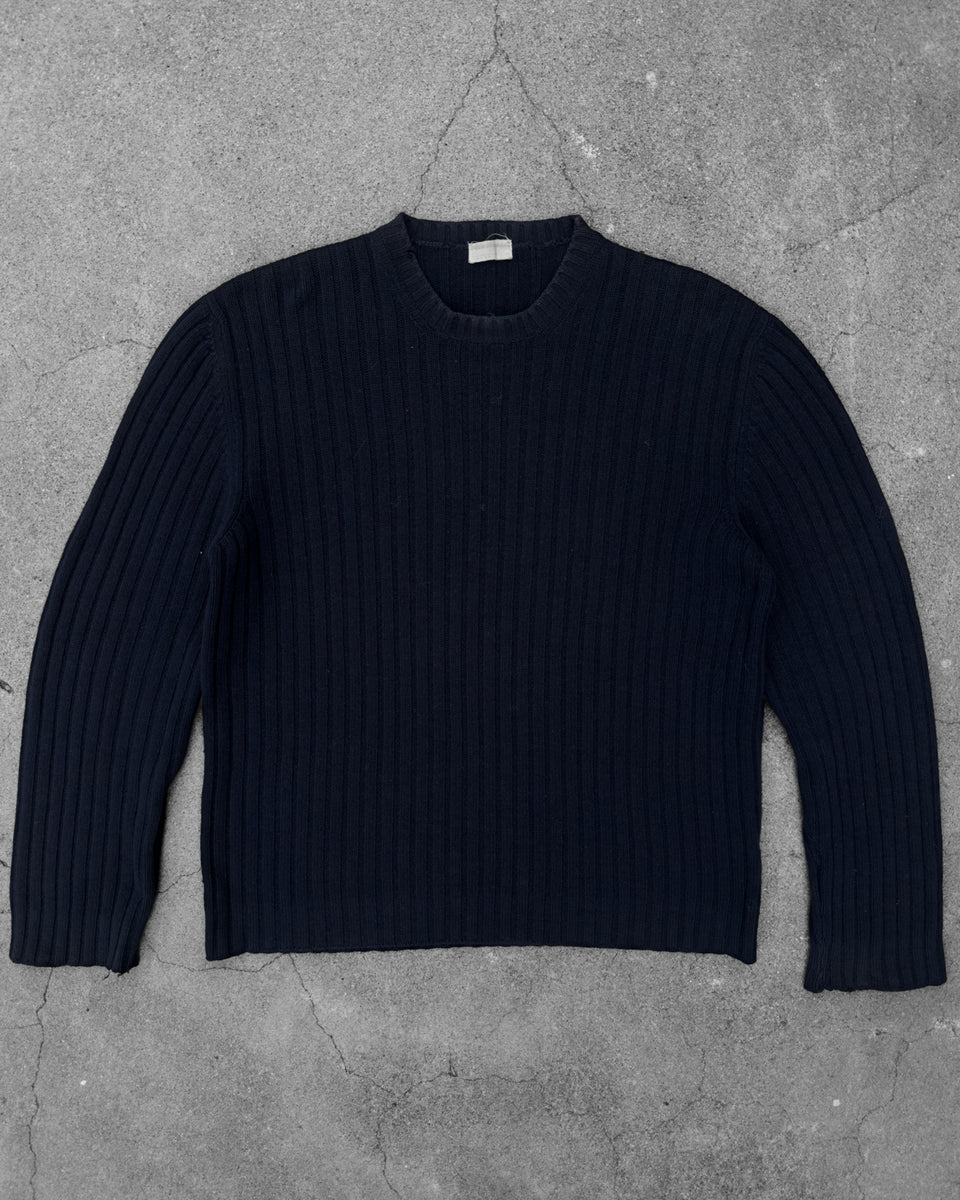 HELMUT LANG AW1998 WOOL RIB KNIT NAVY SWEATER – UNSOUND RAGS
