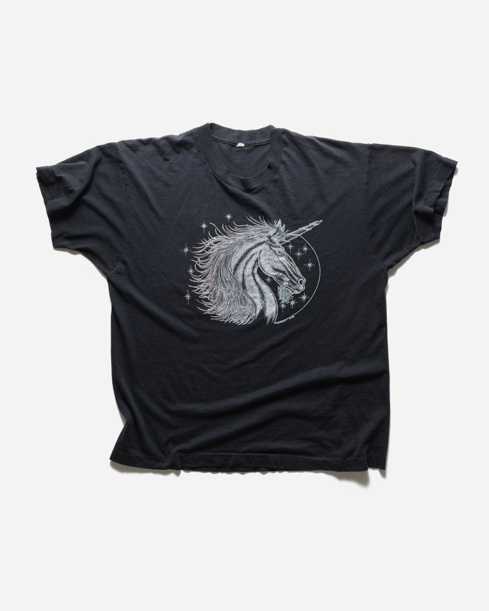 VINTAGE 1980S 'UNICORN' FADED BLACK TEE – UNSOUND RAGS