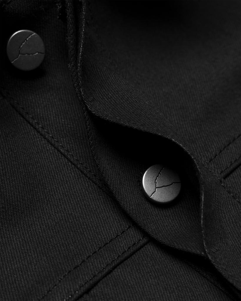 Unsound Tovey Black Italian Denim Trucker Jacket button