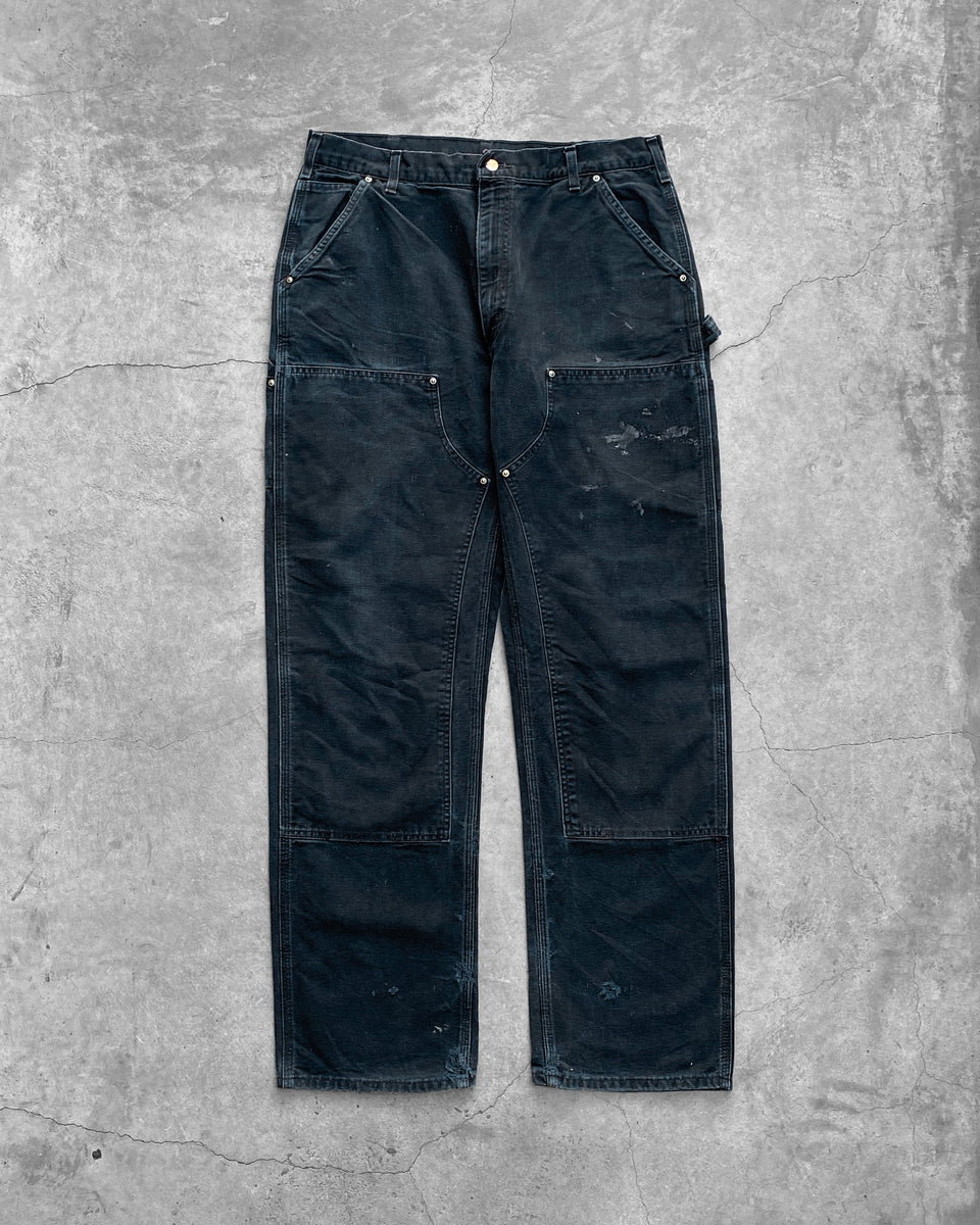 Carhartt Made In U.S.A. Black Double Knee Work Pants - 1990s