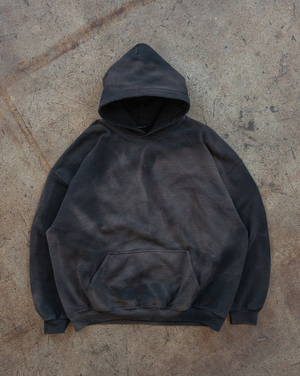 Sun Faded Black Blank Hoodie - 1990s