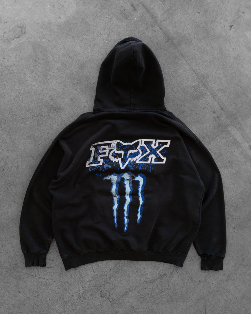 Faded Black Monster Energy Boxy Hooded Sweatshirt - back