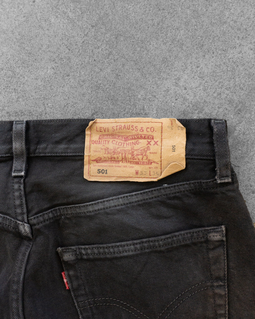 Levi's 501 Sun Faded Black Jeans - 1990s tag photo