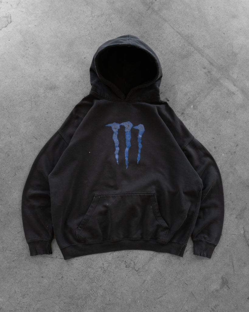 Faded Black Monster Energy Boxy Hooded Sweatshirt