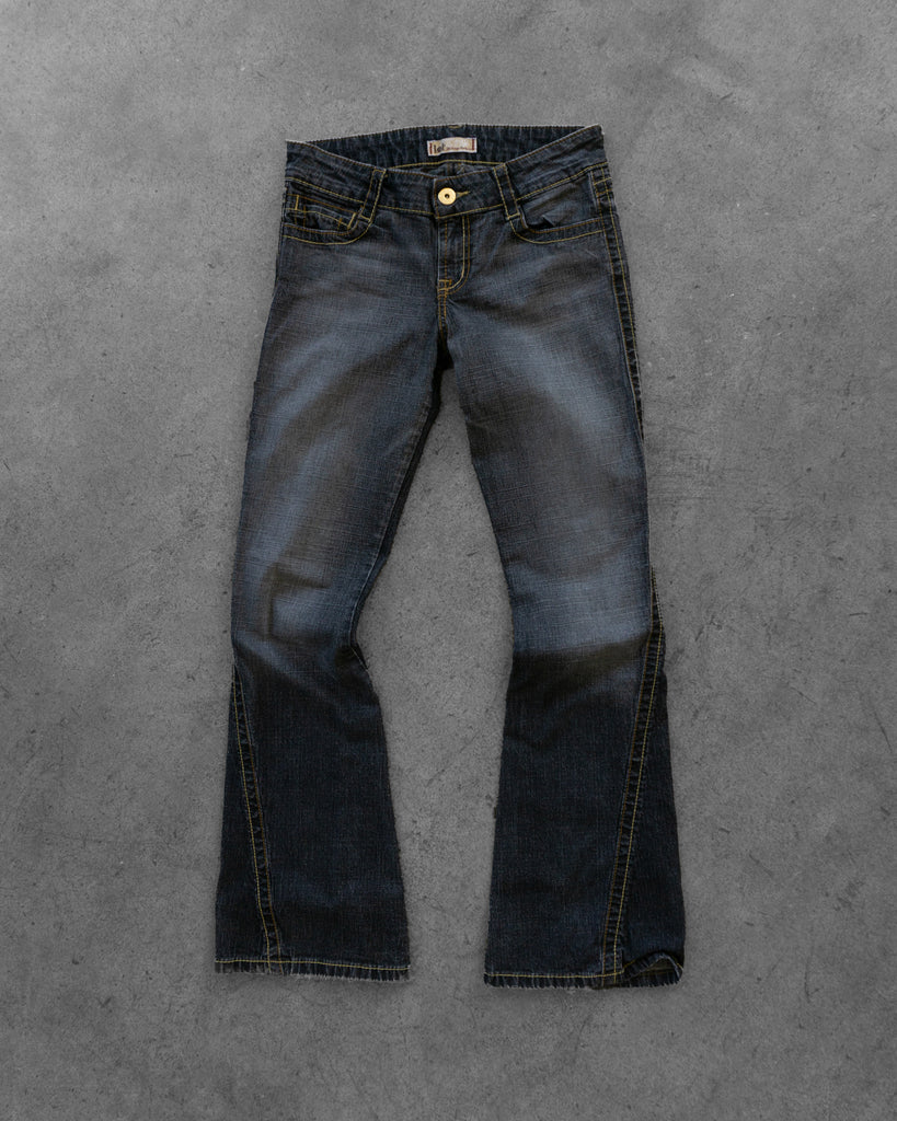 Low-Rise Faded Black Bootcut Jeans front photo