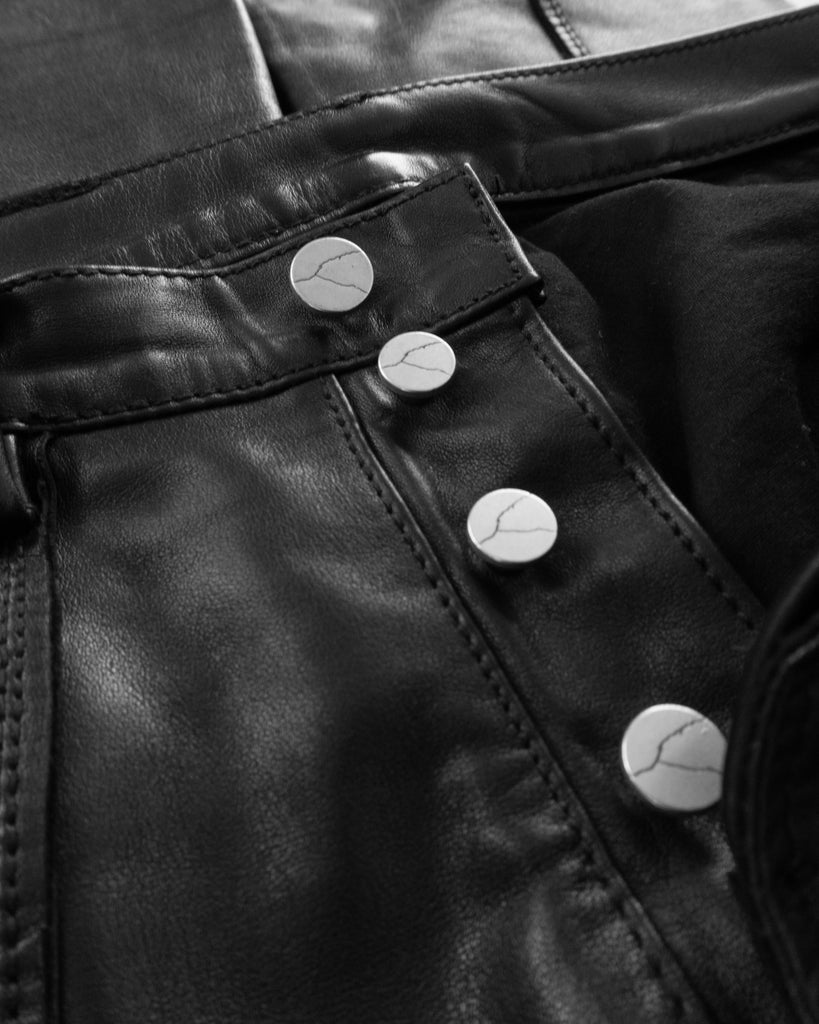 Unsound Black Leather Jeans - detail