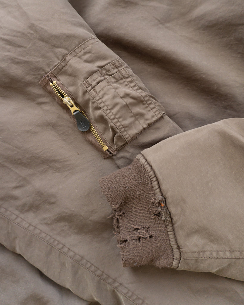 Distressed Fur Hooded Bomber Jacket - 1970s/80s