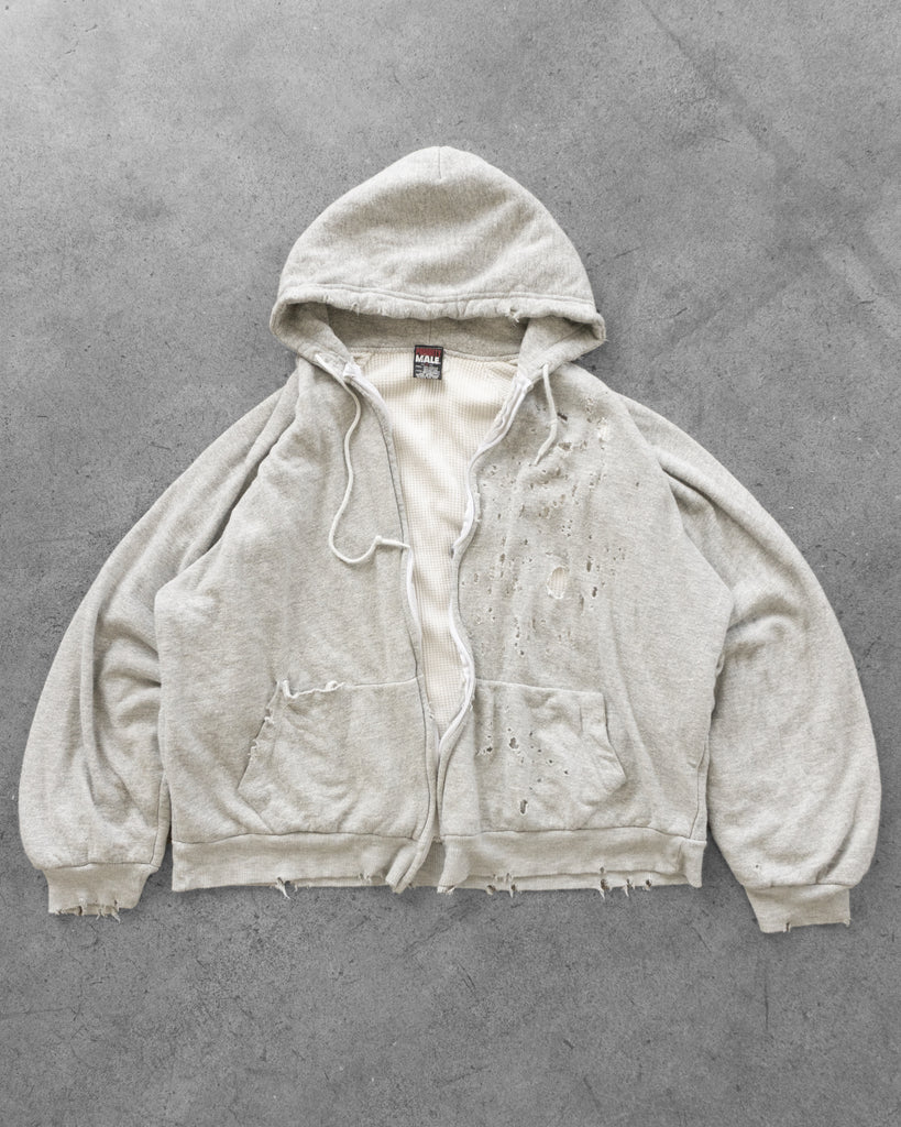 Thrashed Thermal Lined Hooded Sweatshirt - 1980s