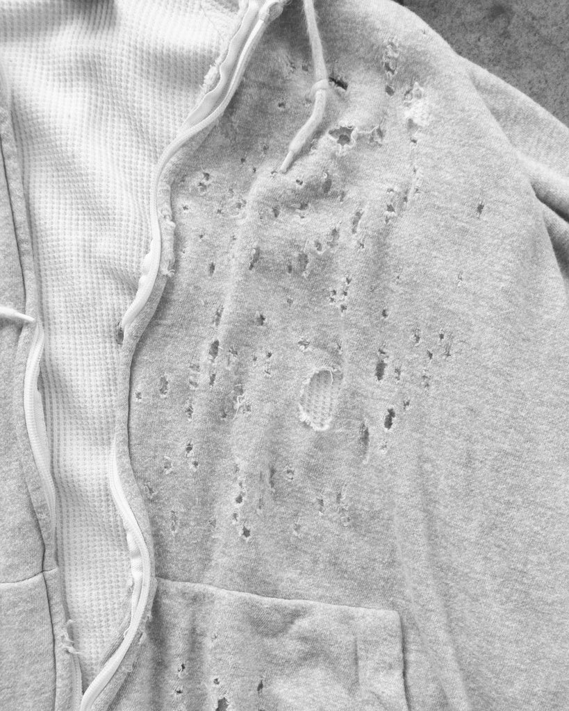 Thrashed Thermal Lined Hooded Sweatshirt - 1980s