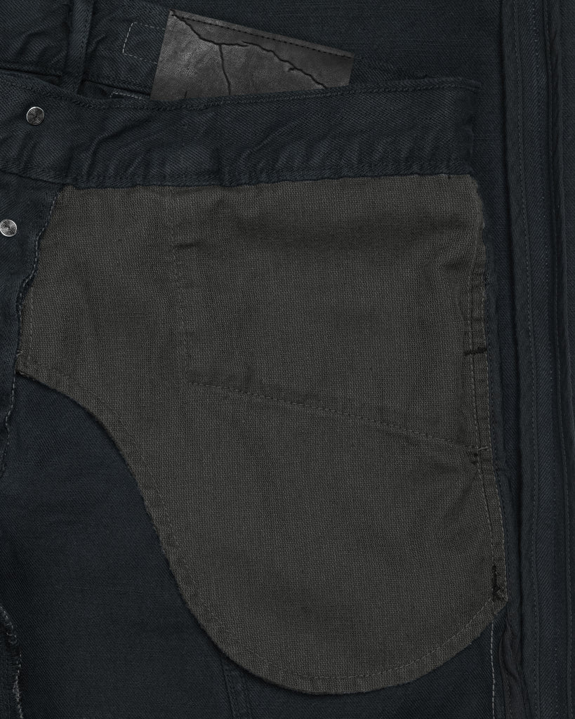 Unsound Q Cut Overdyed Black Selvage Denim Jeans Pocketing