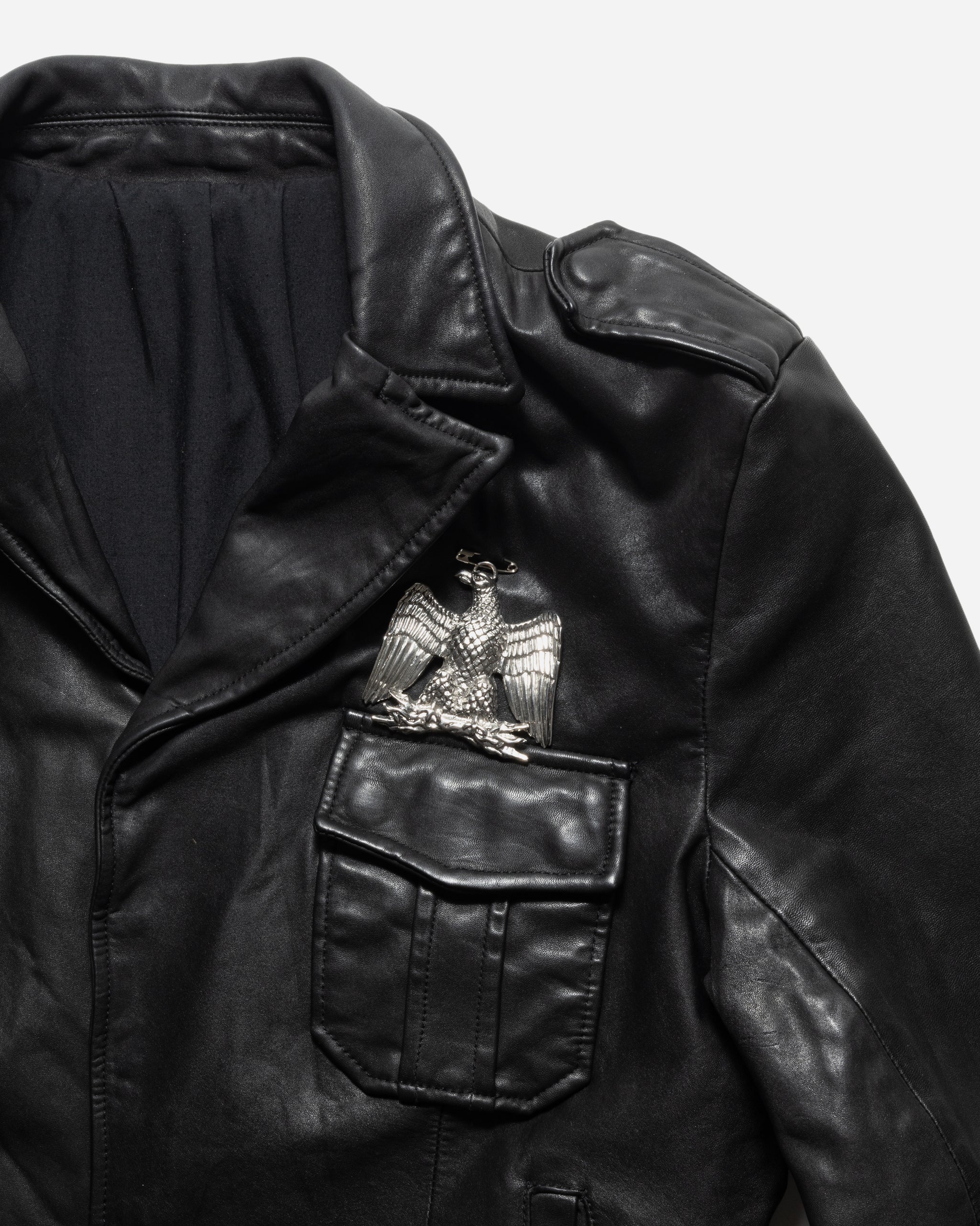 BALMAIN BY CHRISTOPHE DECARNIN SS2011 EAGLE PIN LEATHER JACKET