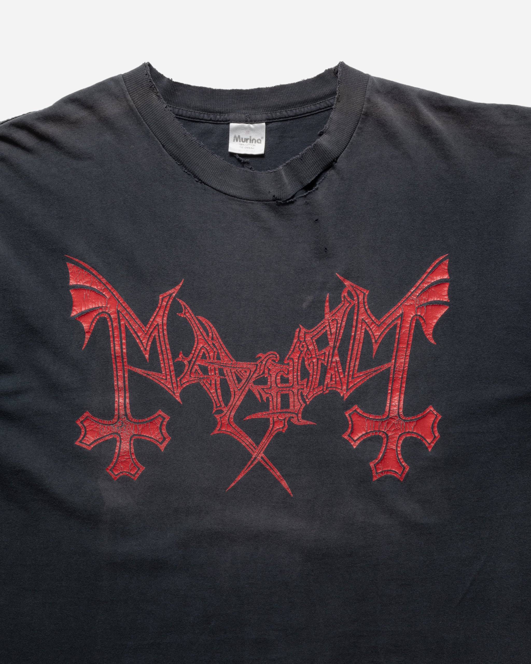 VINTAGE 1990S MAYHEM 'PURE NORWEGIAN BLACK METAL' FADED BLACK BAND
