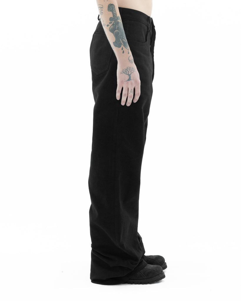Unsound Ruseler Cut Black Italian Heavy Moleskin Jeans on model side 2