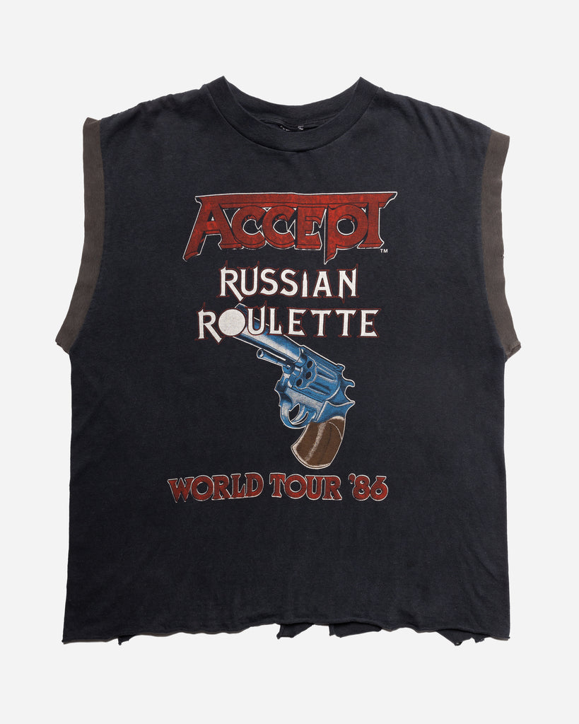 Chopped "Accept Russian Roulette" Contrast Sleeveless Tee - 1986 