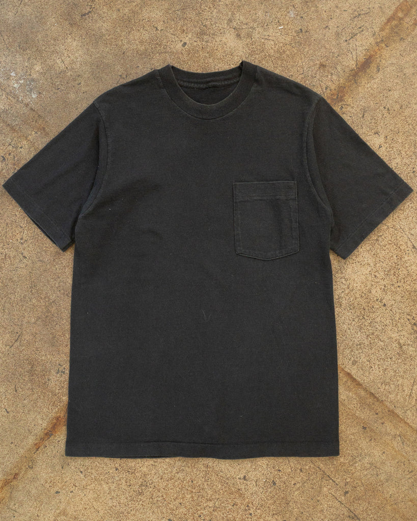 Single Stitched Black Blank Pocket Tee - 1990s front photo
