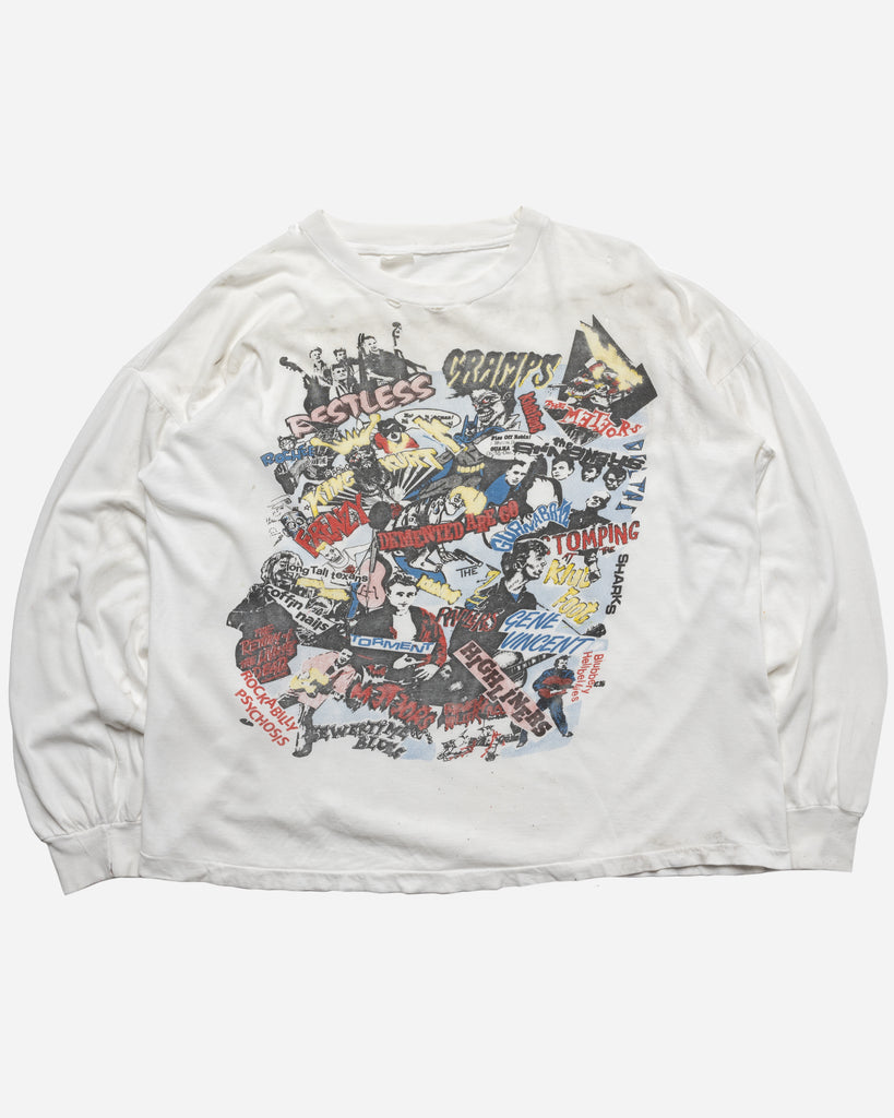 Single Stitched Distressed Punk Band Collage Long-Sleeve Tee - 1980s/90s