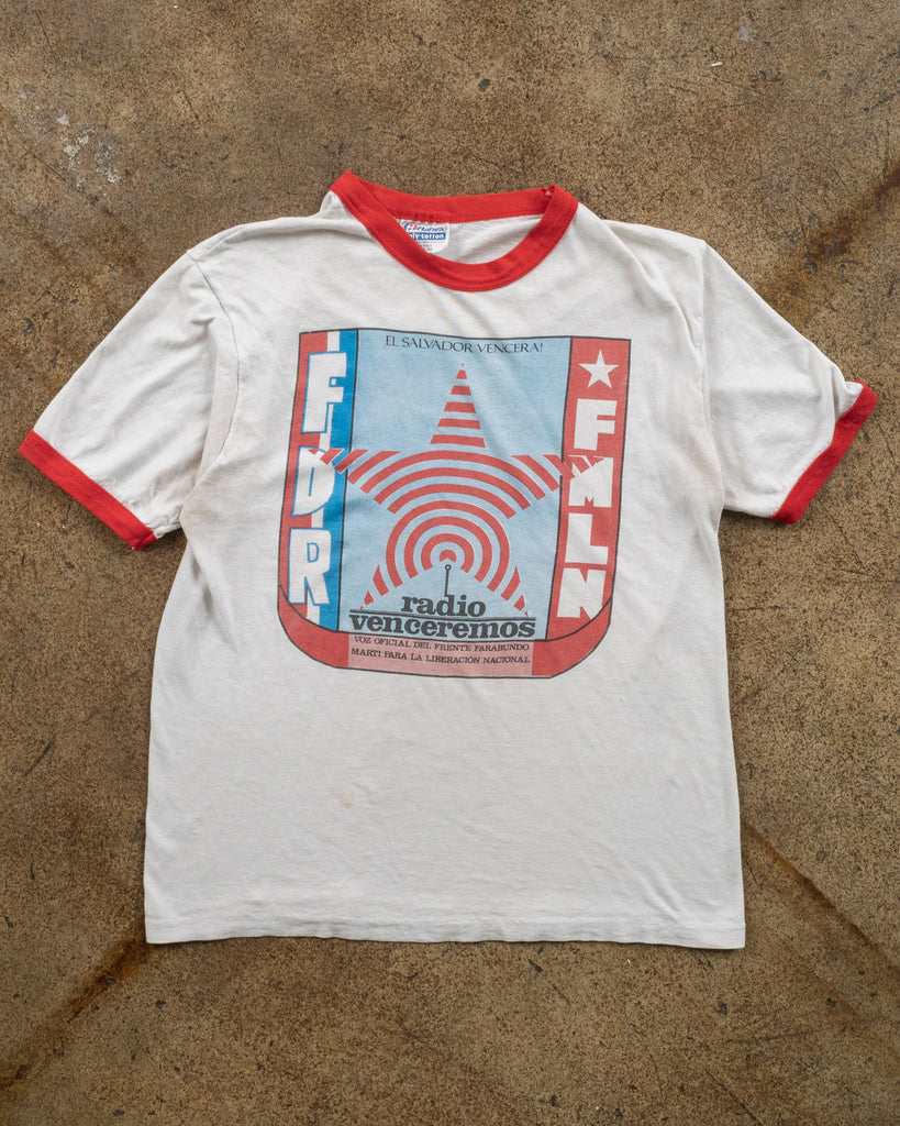 Single Stitched "El Salvador Venecera!" Ringer Tee - 1980s