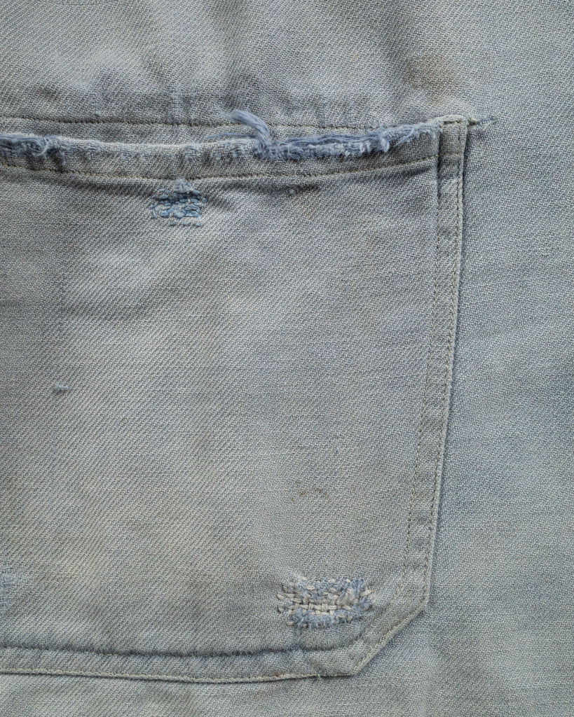 Sun Faded & Distressed French Chore Coat - 1950s - detail