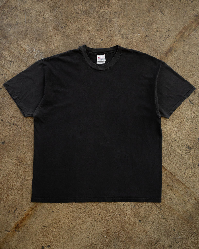 Hanes Beefy Faded Black Tee - 1990s FRONT PHOTO