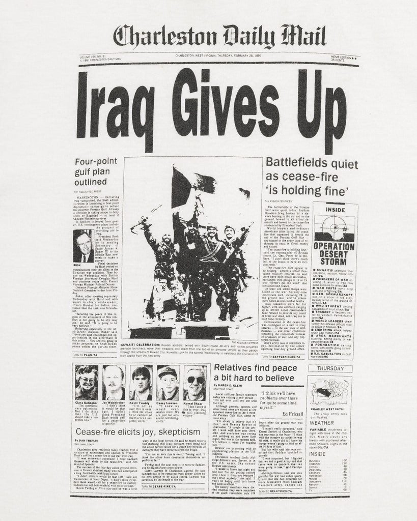 Single Stitched "Iraq Gives Up" Tee - 1990s - DETAIL