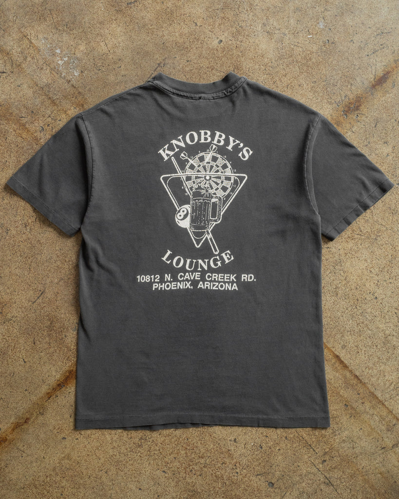 Faded Black "Knobby's Lounge" Tee - 1990s BACK PHOTO