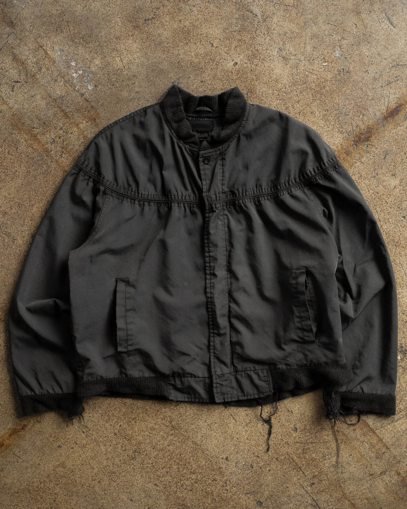 Faded Black Distressed Bomber Jacket - 1980s