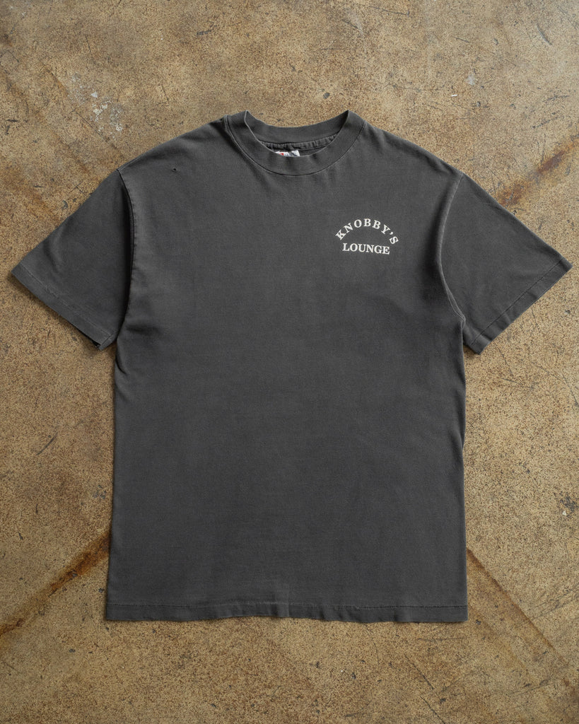 Faded Black "Knobby's Lounge" Tee - 1990s FRONT PHOTO