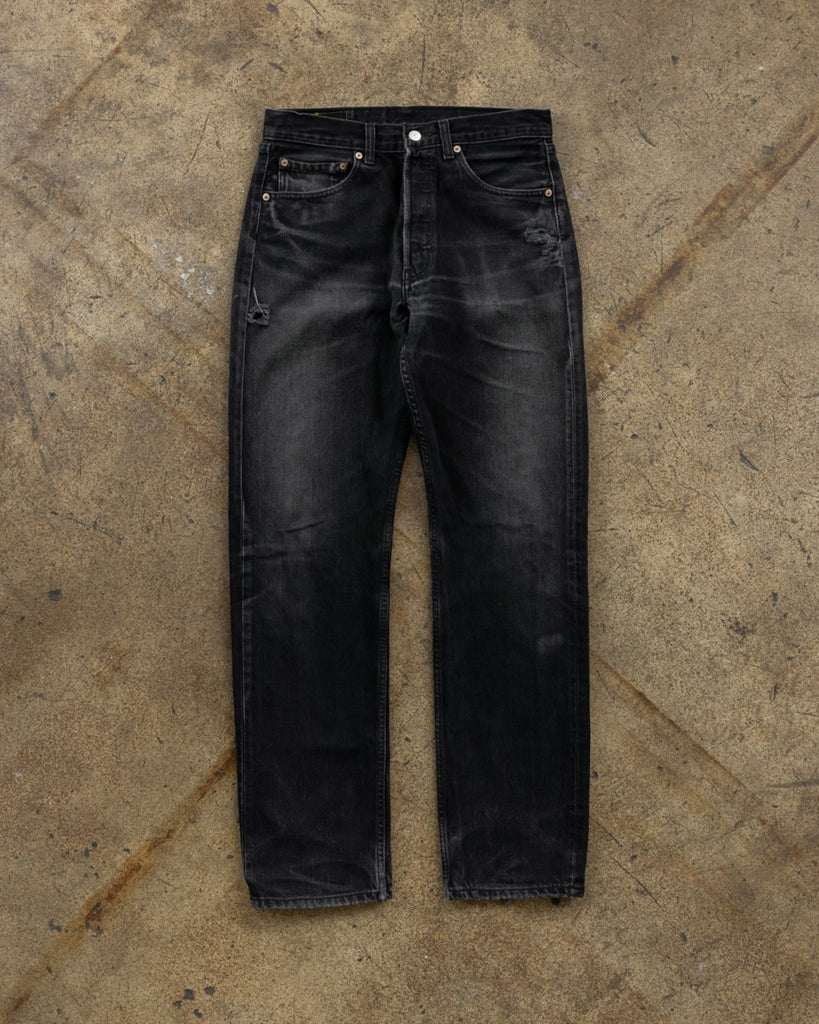 Levi's 501 Faded Charcoal Distressed Jeans - 1990s FRONT PHOTO