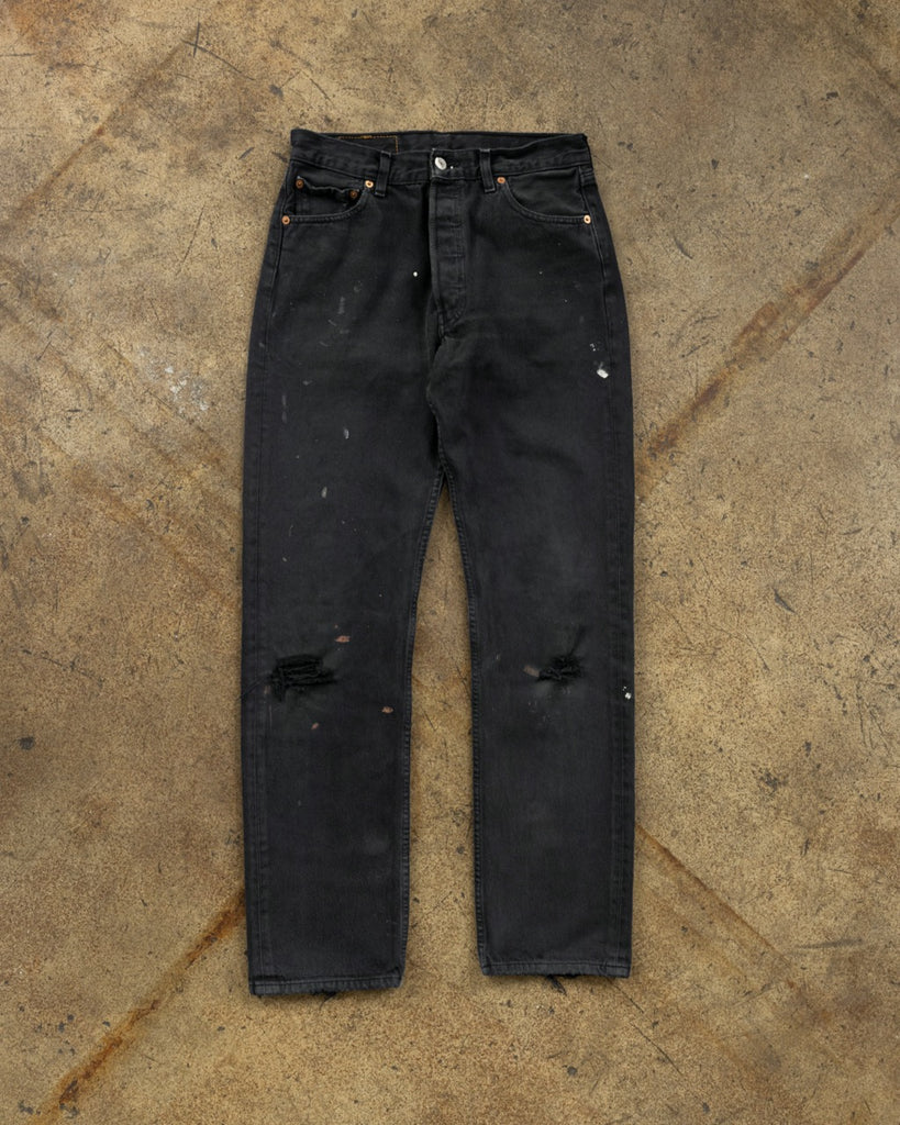 Levi's 501 Blue Black Painted Jeans - 1990s FRONT PHOTO