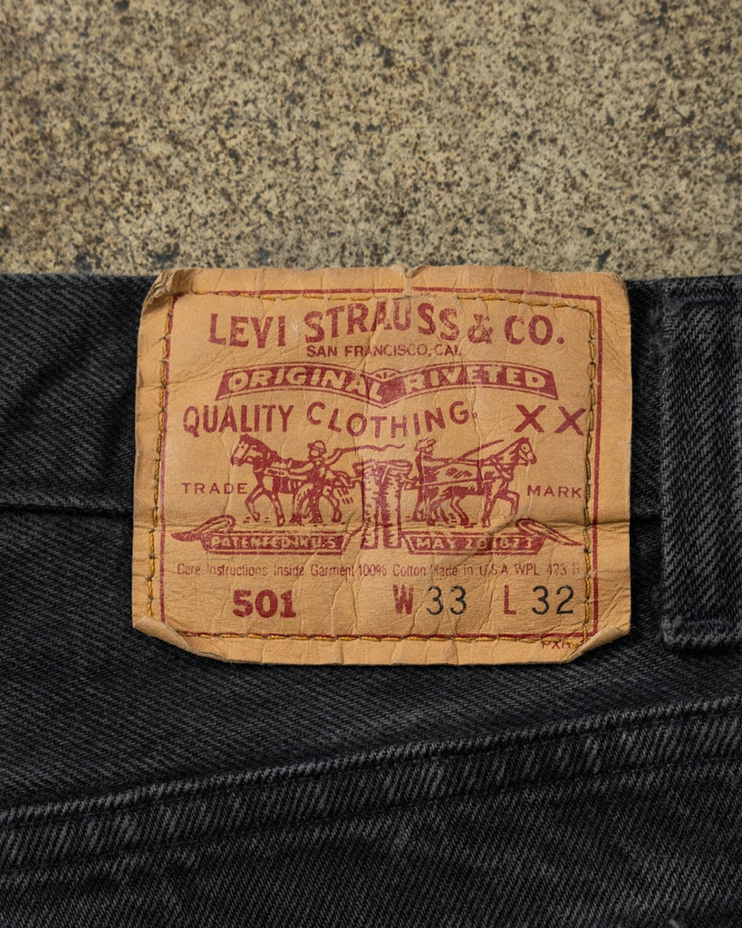 Levi's 501 Charcoal Black Released Hem Jeans - 1990s TAG PHOTO