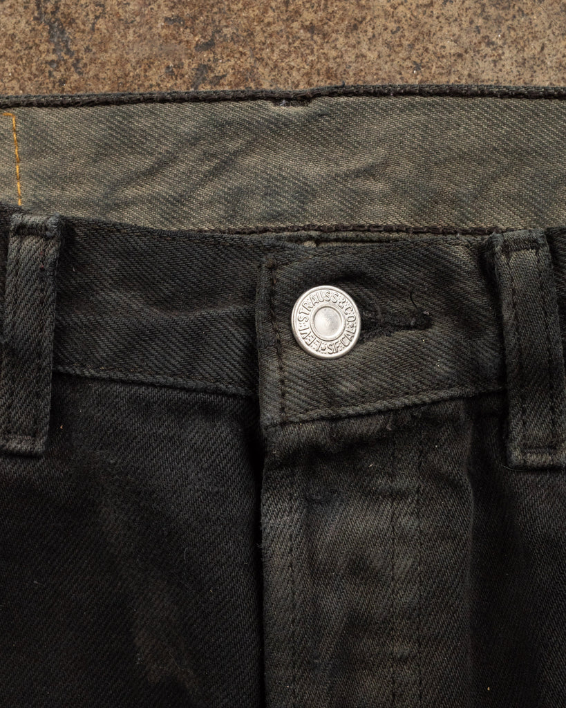Levi's 501 Sun Faded Blue Black Jeans - 1990s - detail