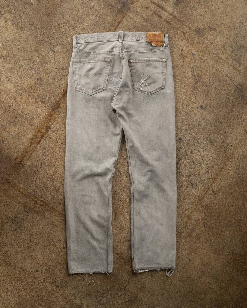Levi's 501 Distressed Grey Waxed Jeans - 1990s - back