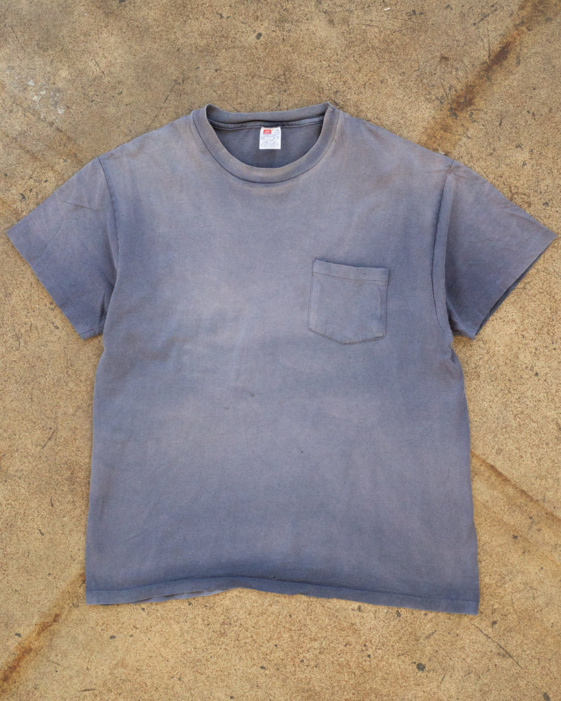 Sun Faded Blue Pocket Tee - 1990s front photo