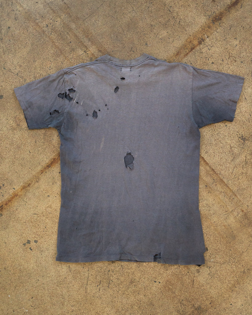 Sun Faded & Distressed Blue Pocket Tee - 1980s - back