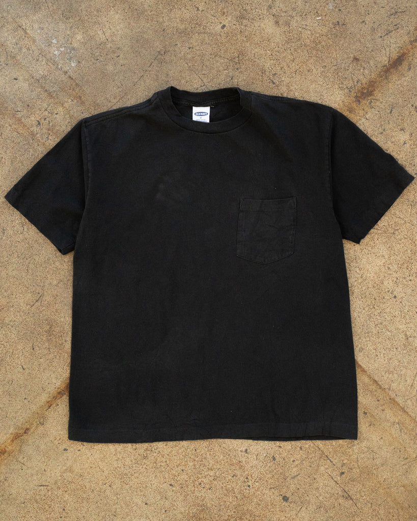  fSingle Stitched Black Blank Pocket Tee - 1990s front photo