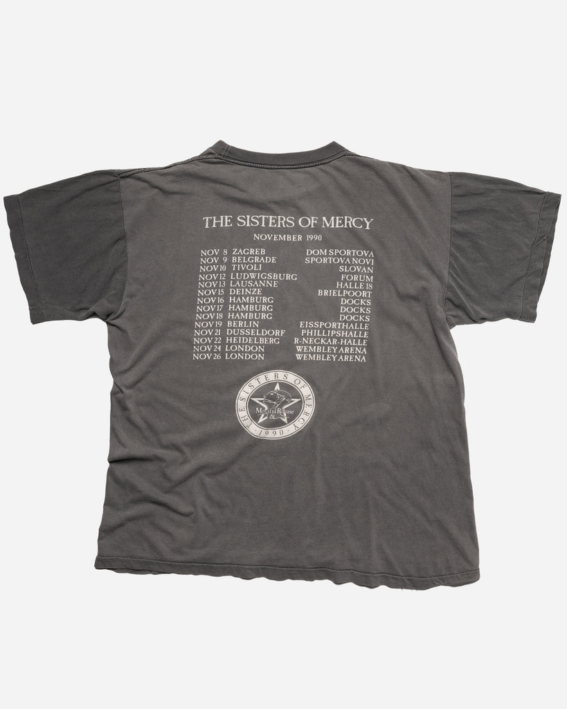 Single Stitched Sun Faded Charcoal The Sisters Of Mercy Tour Tee - 1990 - back