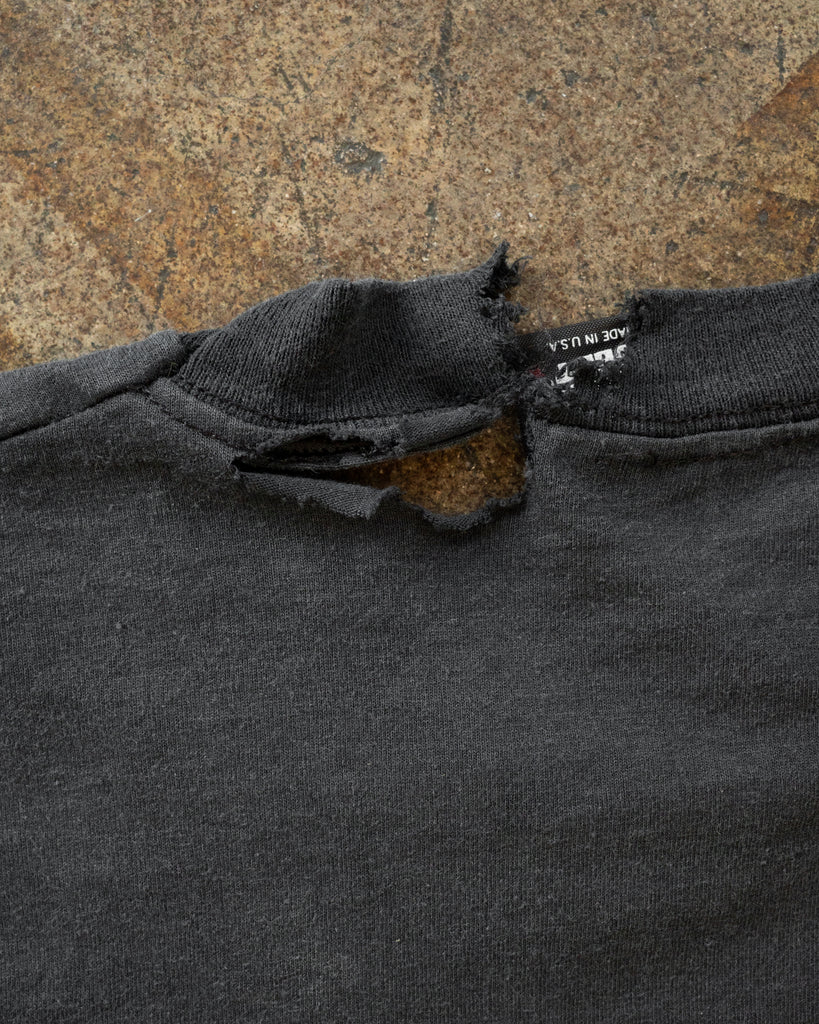 Single Stitched Distressed "Not So Basic Black" Tee - 1990s - rip