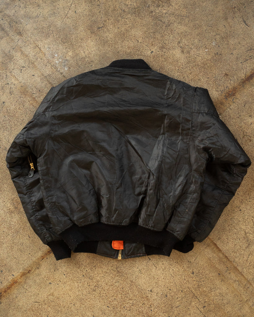 Black MA-1 Bomber Jacket - 1990s back photo