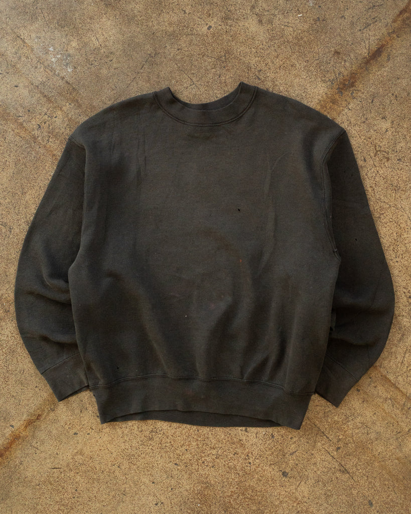 Sun Faded Black Blank Crewneck Sweatshirt - 1990s front photo