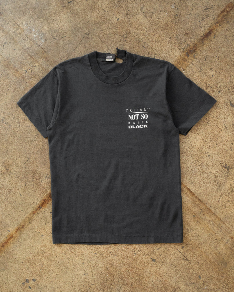 Single Stitched Distressed "Not So Basic Black" Tee - 1990s