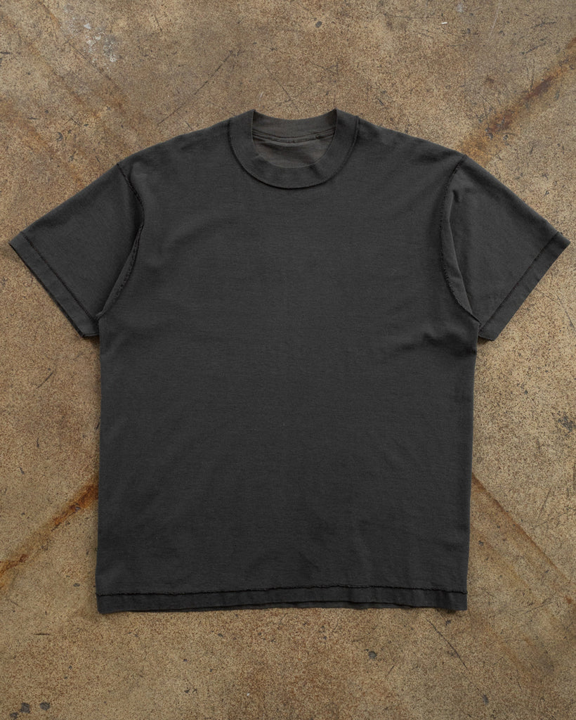 Single Stitched Faded Black Blank Inside-Out Tee - 1990s