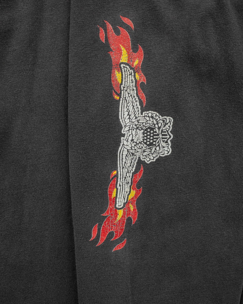 Hanes Beefy Faded Charcoal "Abate Of Washington" Long-Sleeve Tee - 1990s - sleeve