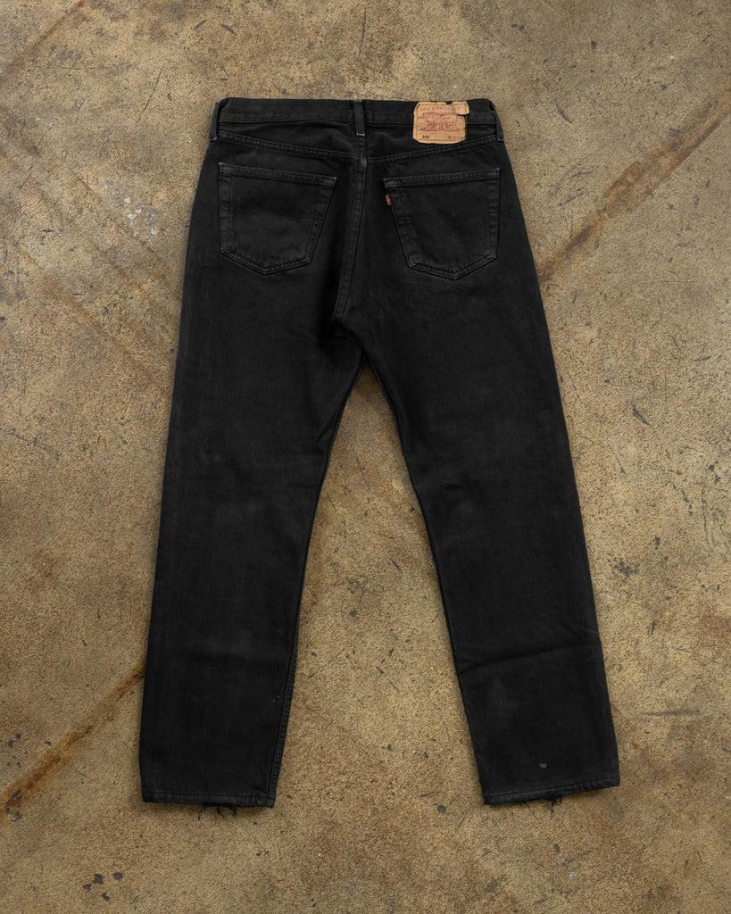 Levi's 501 Faded Blue Black Repaired Jeans - 1990s - back