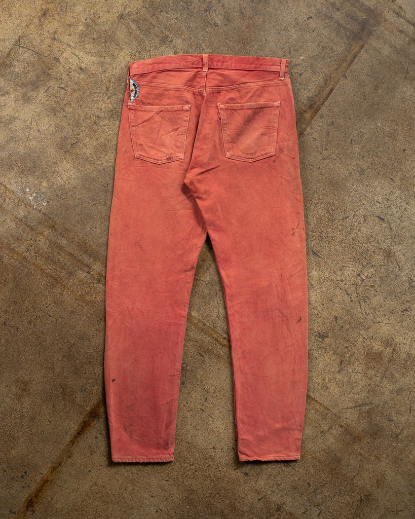 Levi's 501 Sun Faded Red Painted & Repaired Jeans - 1990s - back