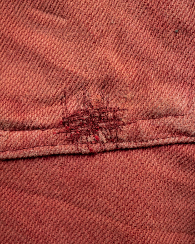 Levi's 501 Sun Faded Red Painted & Repaired Jeans - 1990s - detail