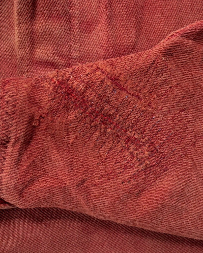 Levi's 501 Sun Faded Red Painted & Repaired Jeans - 1990s - detail