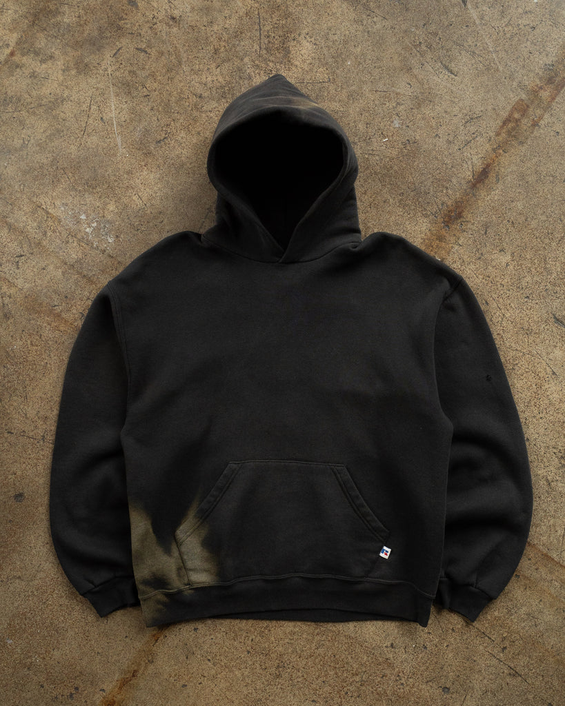 Russell Sun Bleached Black Hooded Sweatshirt - 1990s - front