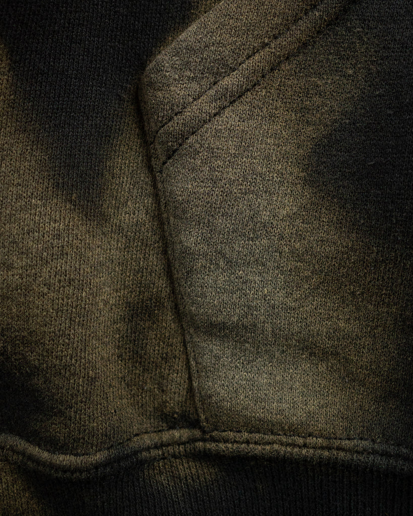 Russell Sun Bleached Black Hooded Sweatshirt - 1990s - detail