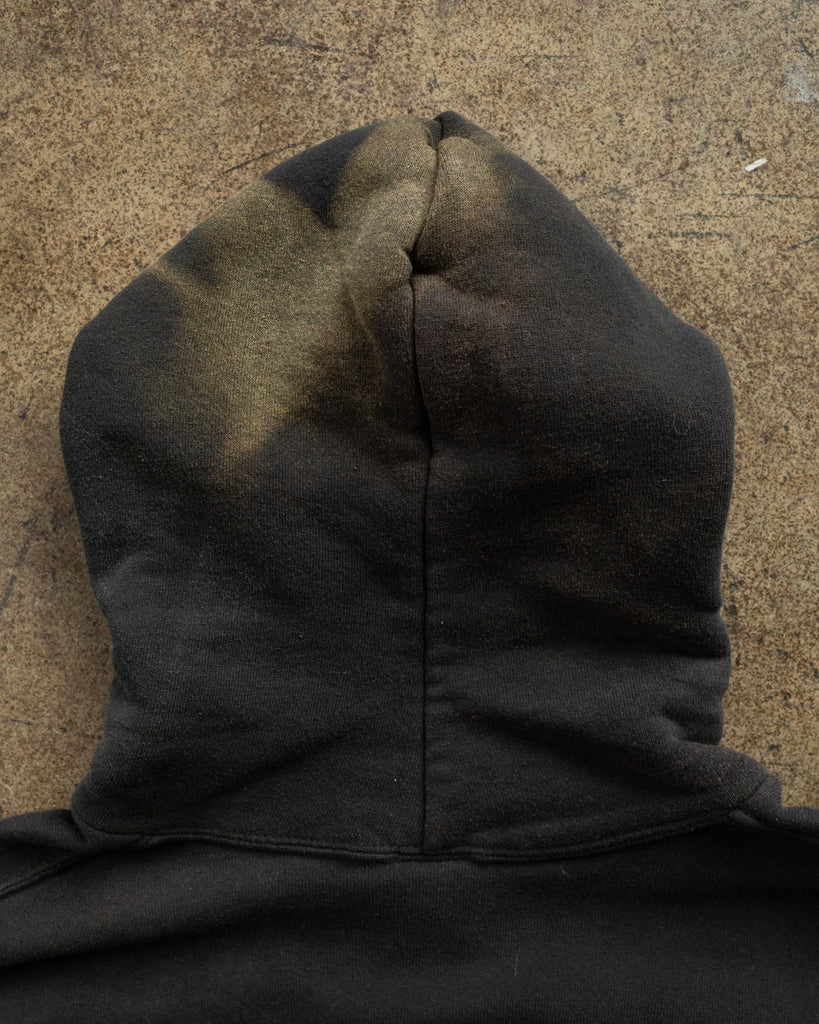 Russell Sun Bleached Black Hooded Sweatshirt - 1990s - detail