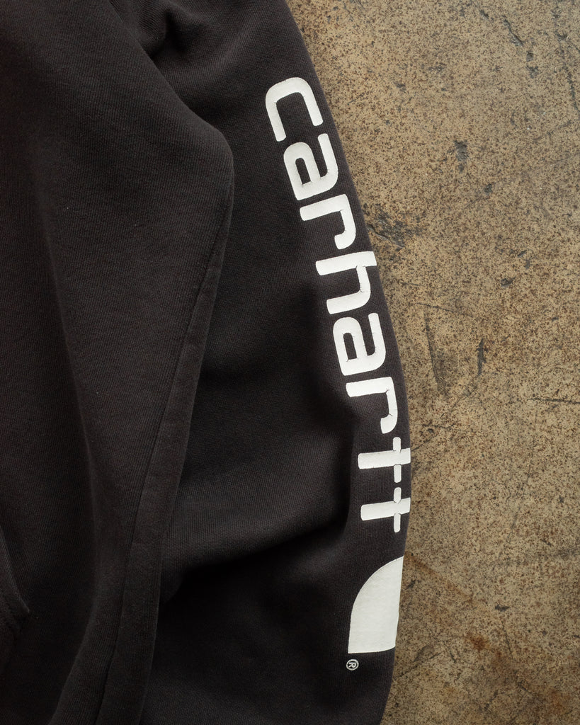 Carhartt Faded Black Hooded Sweatshirt - 1990s - detail